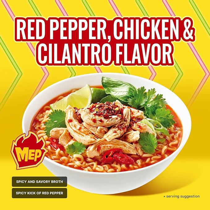 MEP Red Pepper, Chicken and Cilantro Flavor Ramen 맵탱 레드 페퍼 치킨 라면 4/120g
