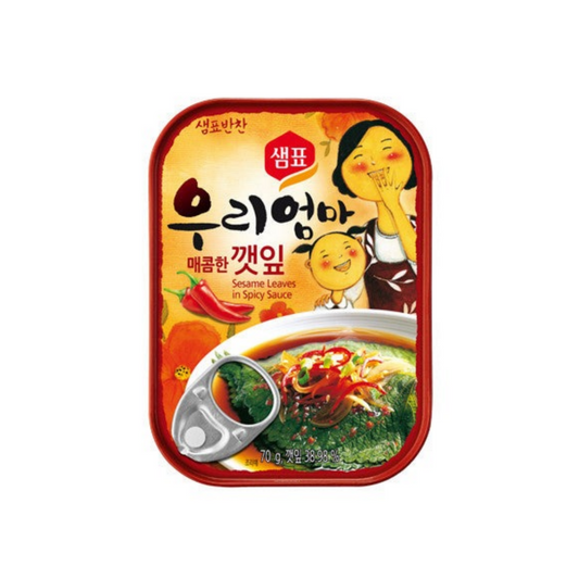 Canned Spicy Perilla Leave 샘표 우리엄마 매콤한 깻잎 70g