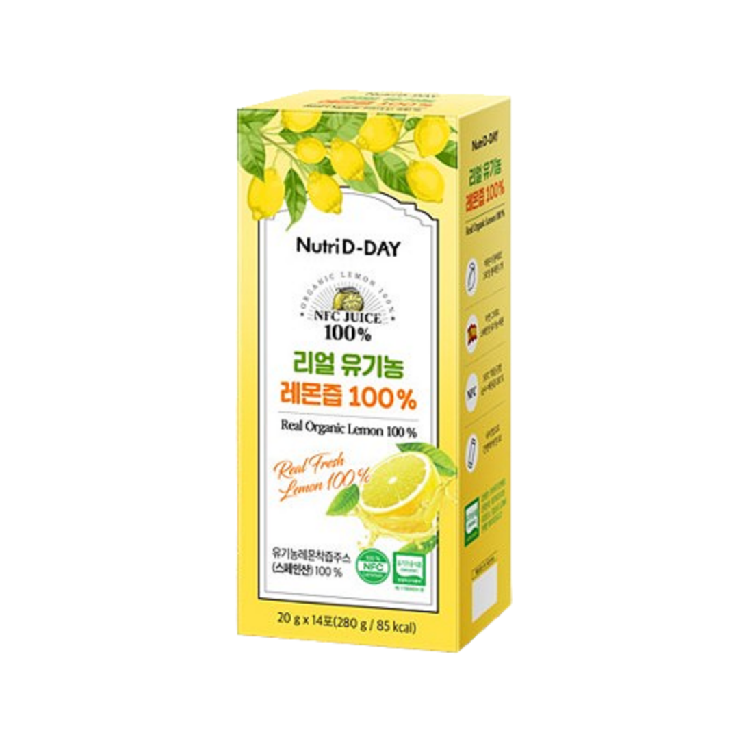 Real NFC Organic Lemon 100% 뉴트리디데이 리얼 NFC 유기농 레몬즙 280g 14 Sticks