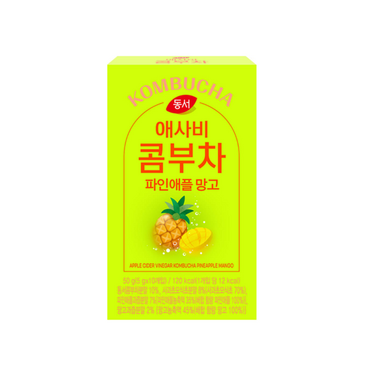 Kombucha Pineapple Mango 애사비 콤부차 파인애플망고 10 Sticks
