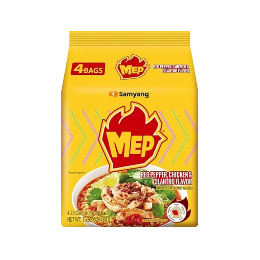 MEP Red Pepper, Chicken and Cilantro Flavor Ramen 맵탱 레드 페퍼 치킨 라면 4/120g