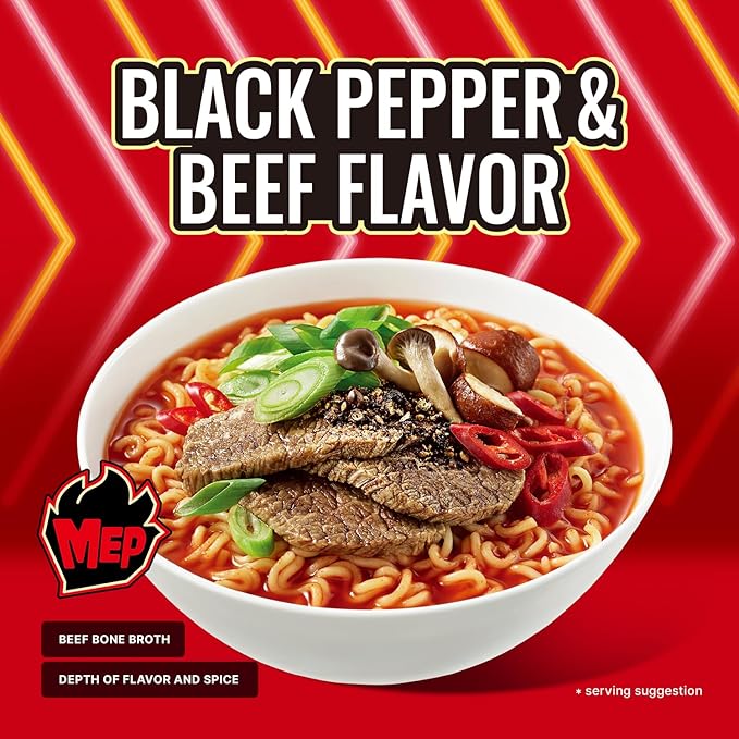 MEP Black Pepper and Beef Flavor Ramen 맵탱 흑후추 소고기 라면 4/120g