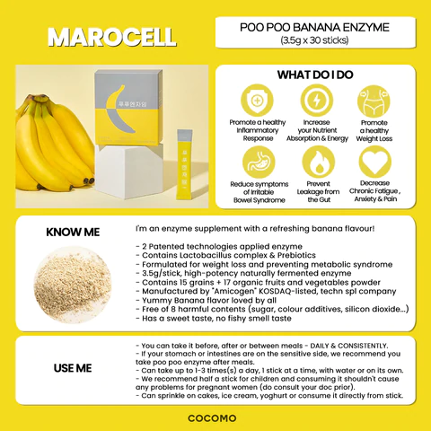 Banana Enzyme Powder 푸푸엔자임 바나나 효소 30 Sticks - BEST BEFORE 1/6/2024